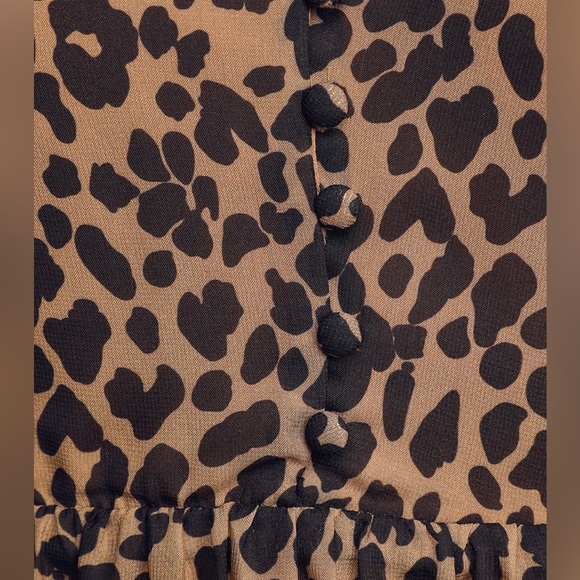 NWOT Lulus Brown and Black Leopard Print Babydoll Dress - Small - Picture 3 of 7